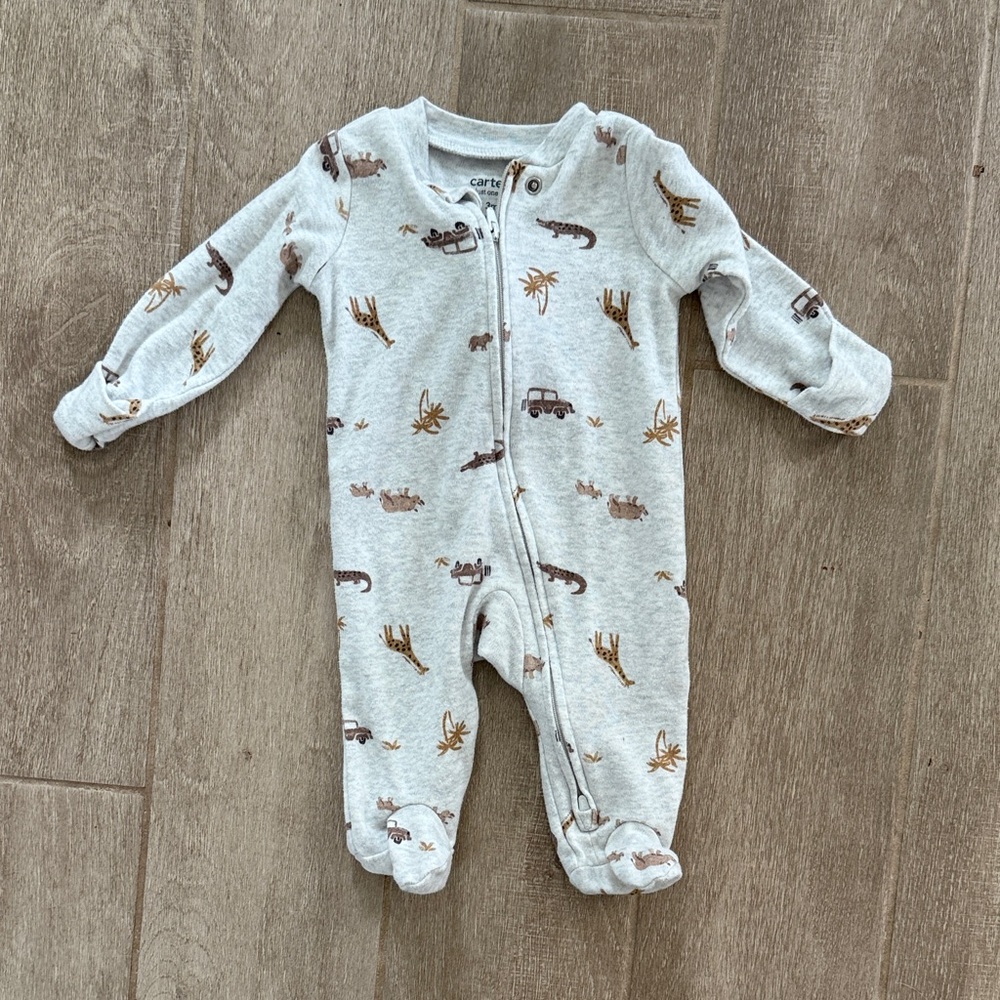 Carter's Light Gray Safari Print Footie